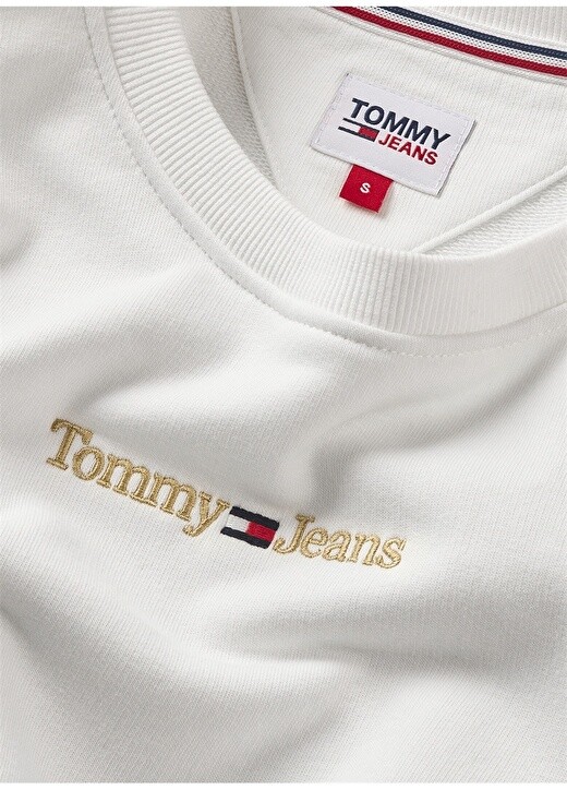 

Однотонный белый женский свитшот с круглым вырезом Tommy Jeans