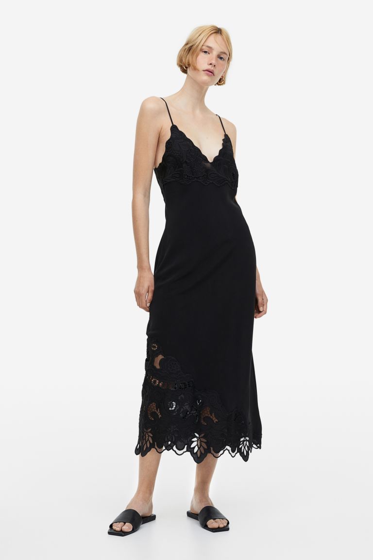 Платье-комбинация H&M женское облегающее платье с глубоким v образным вырезом