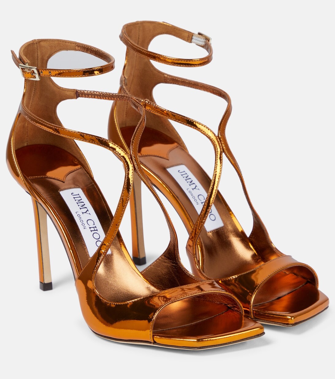 

Сандалии Azia 95 из зеркальной кожи Jimmy Choo, металлик