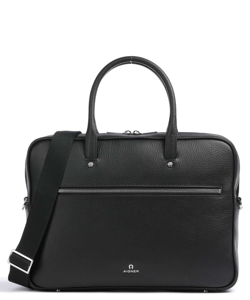 

Портфель Ivy 14 дюймов из зерненой яловой кожи Aigner, черный