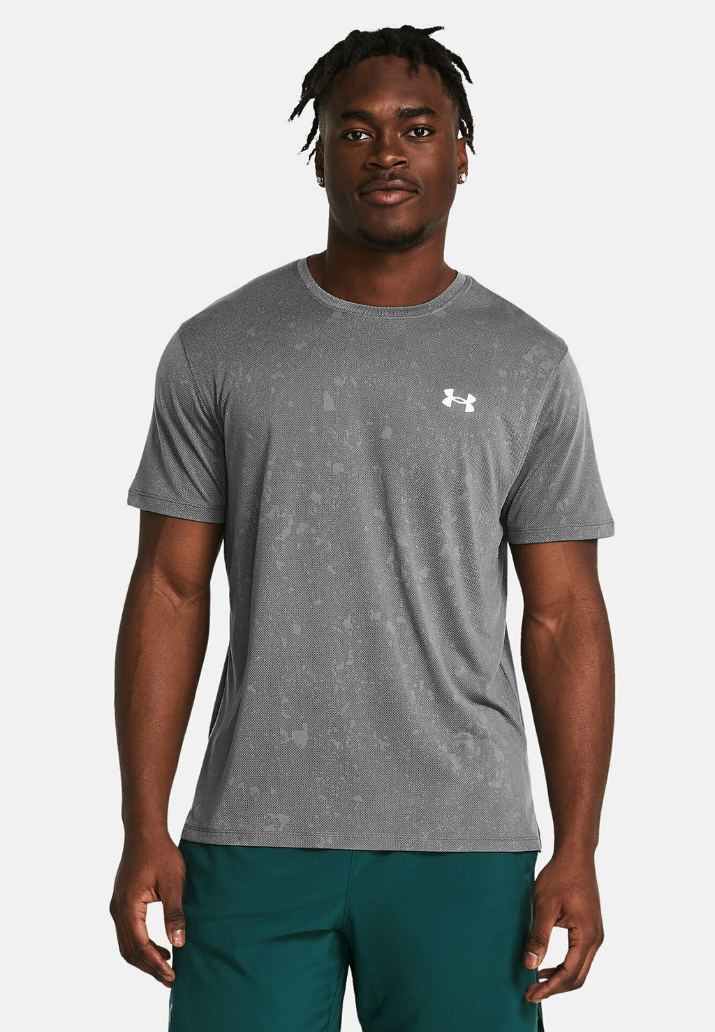 цена Спортивная футболка SHORT-SLEEVES LAUNCH SPLATTER Under Armour, цвет titan gray