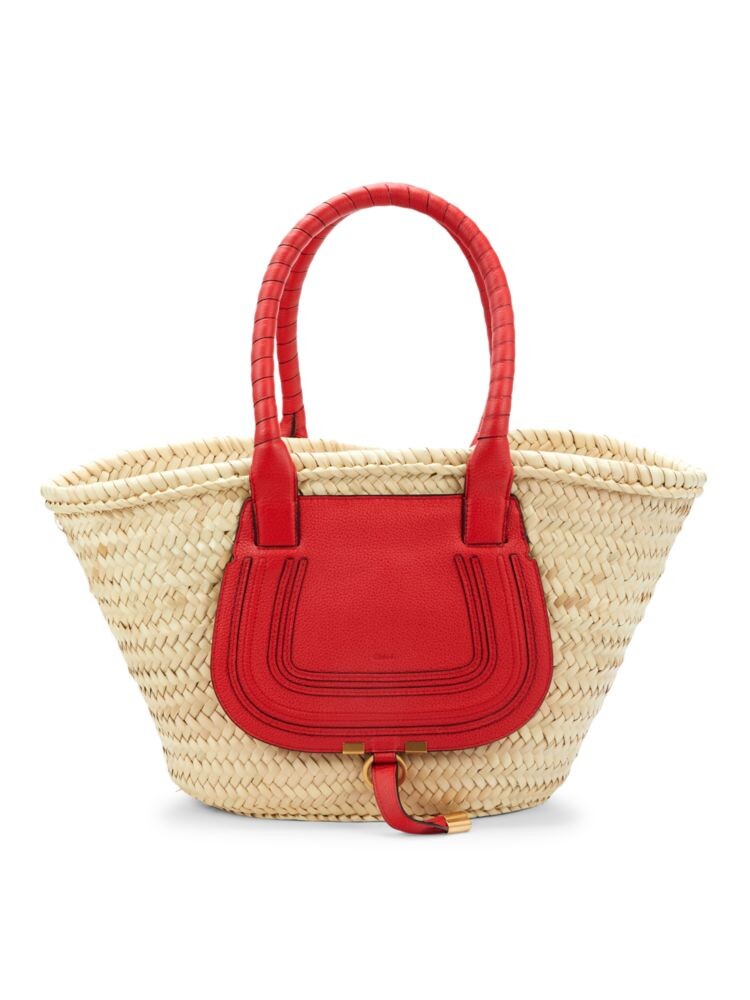 

Сумка-тоут из рафии Basketweave Chloé, цвет Red Beige
