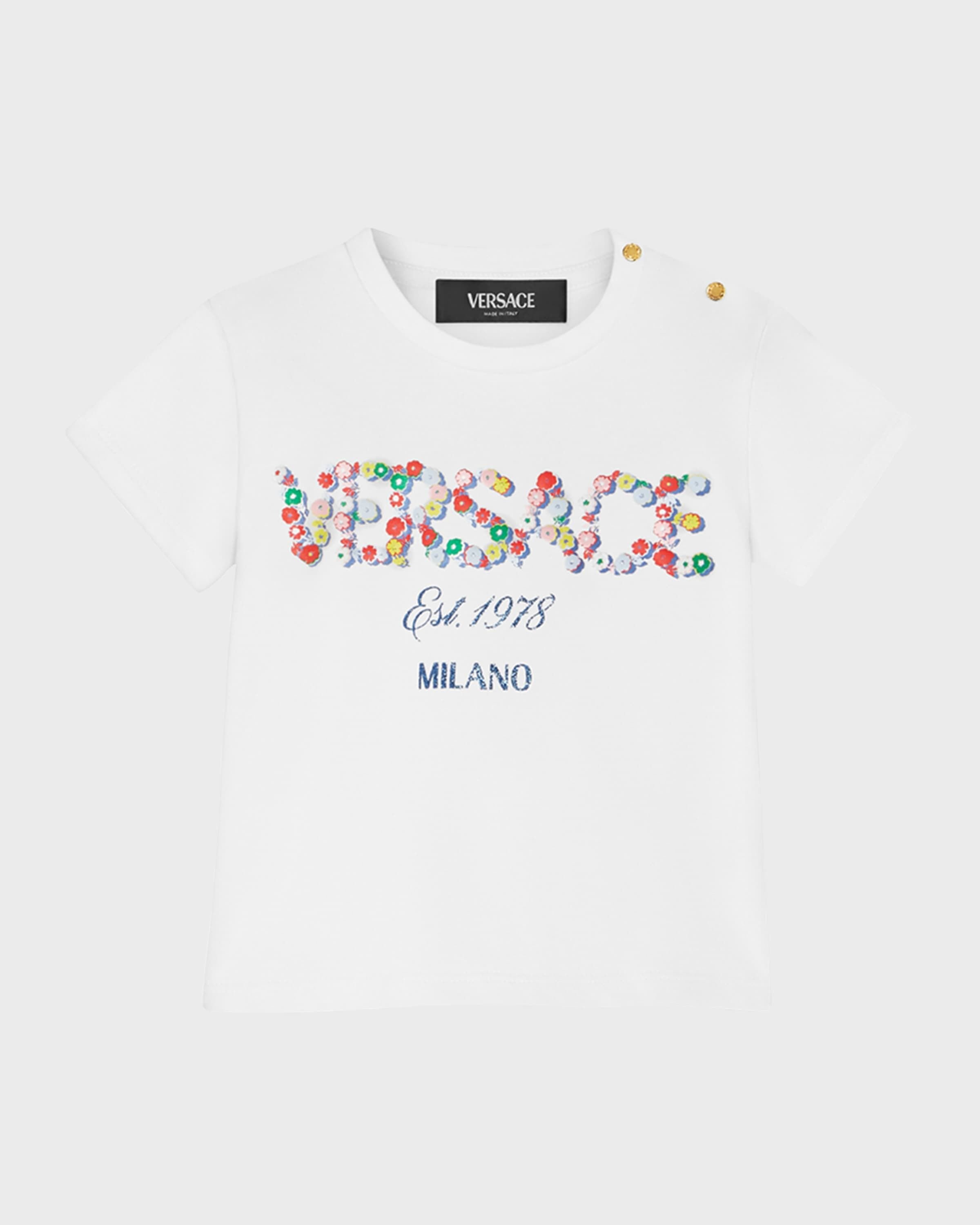 

Футболка для девочек с цветочным принтом логотипа, размер 12M-3 Versace, цвет White/Multicolor