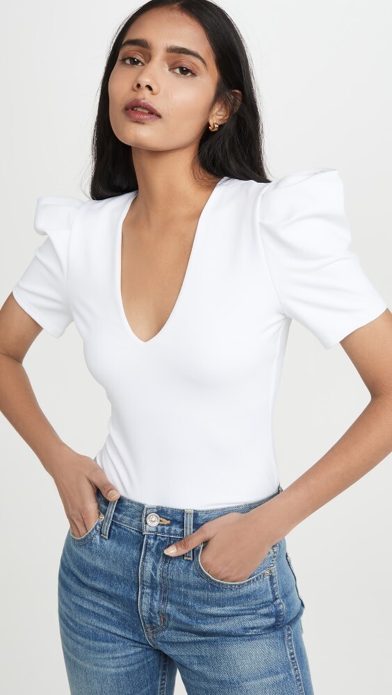

Топ Susana Monaco Pleated Sleeve Deep V