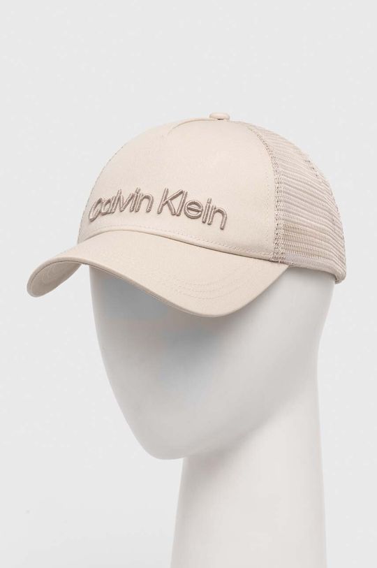 Хлопковая бейсболка Calvin Klein, бежевый кепка calvin klein размер onesize черный