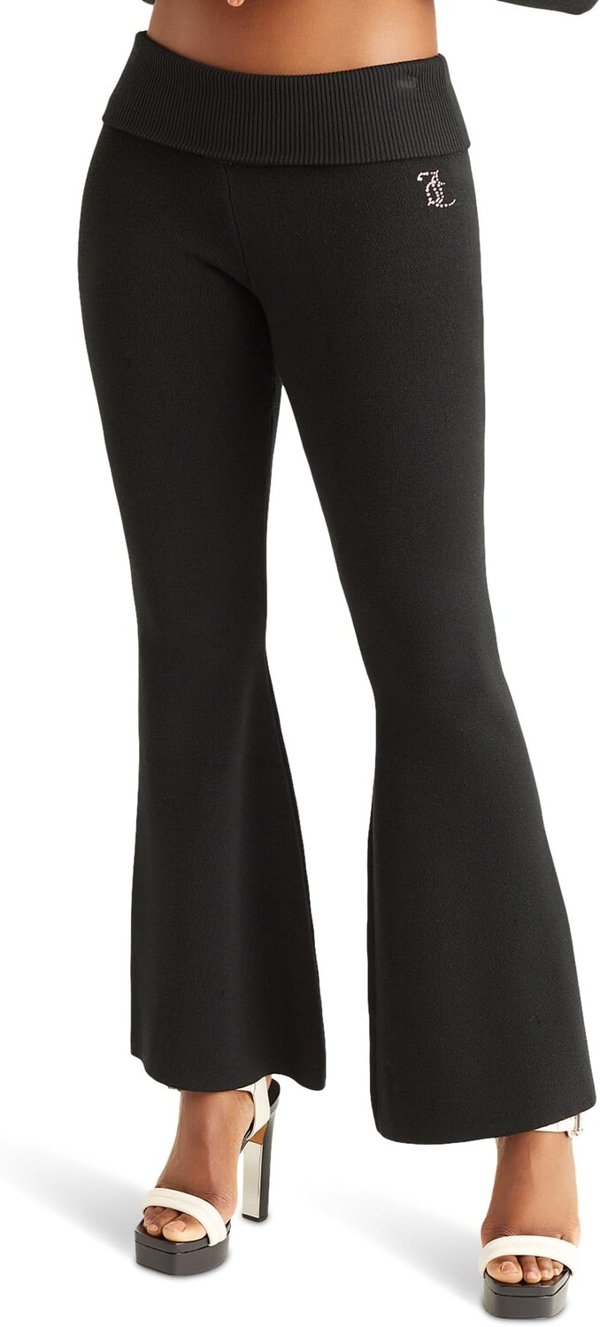 

Брюки Fold-Over Waistband Sweater Wide Leg with Bling Juicy Couture, цвет Liquorice