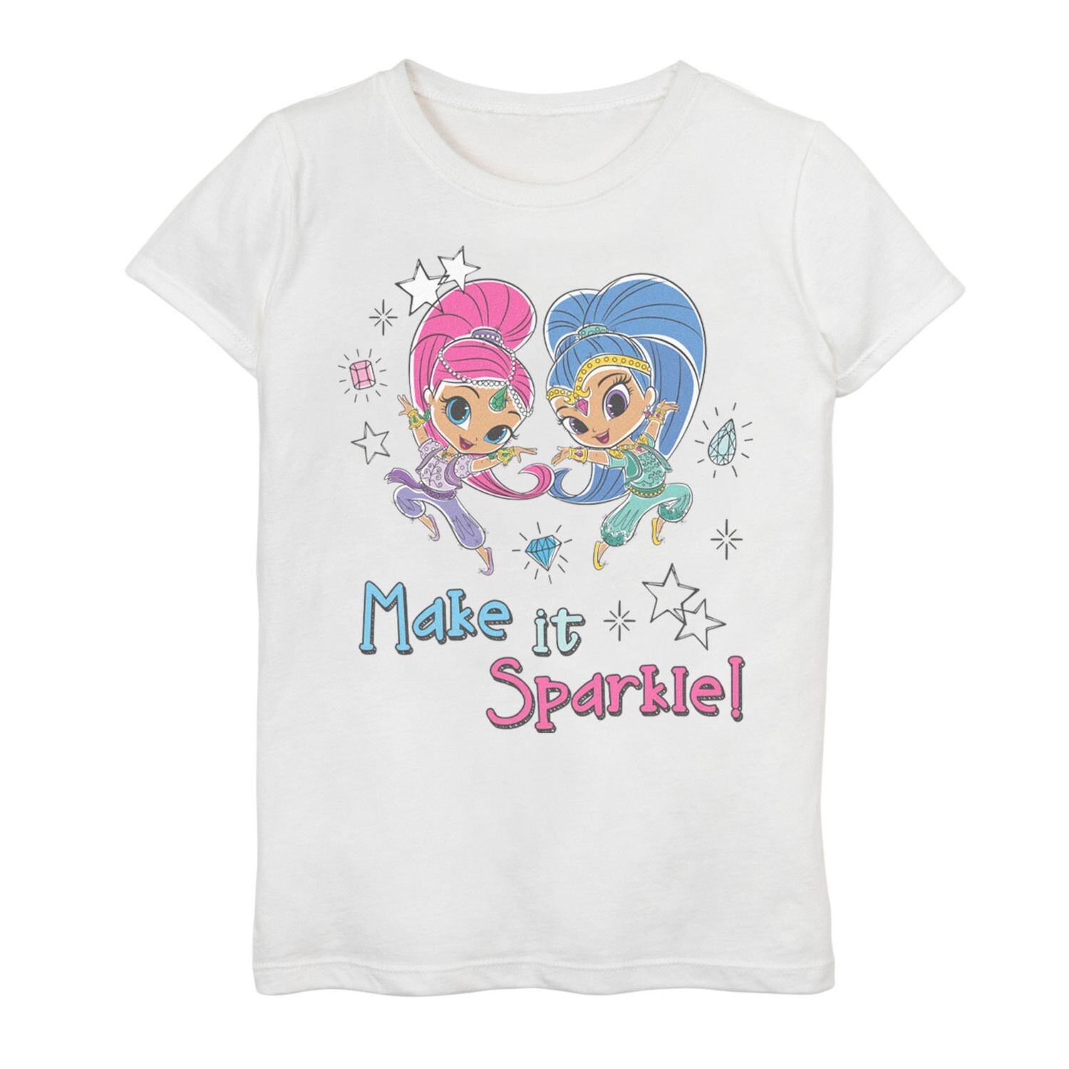 

Футболка Nickelodeon Shimmer & Shine Make It Sparkle Portrait с рисунком для девочек 7–16 лет Nickelodeon