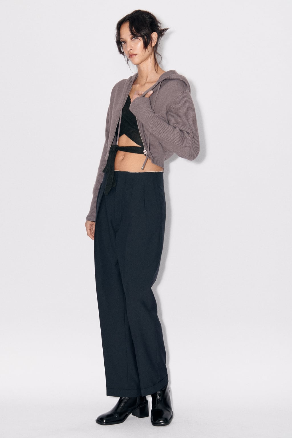 

Шерстяное пальто оверсайз ZARA, серый