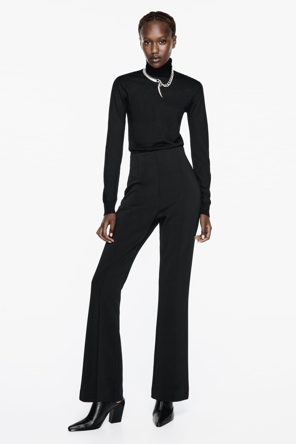 

Расклешенные брюки с высокой посадкой ZARA, черный