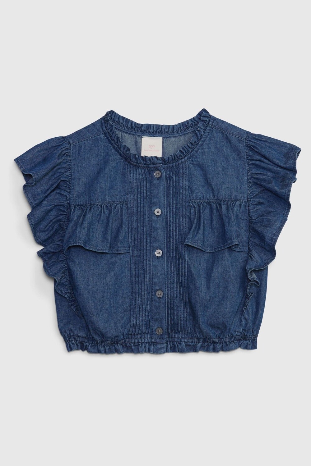 

LoveShackFancy джинсы для девочек с рюшами и застежкой на пуговицы Gap, синий