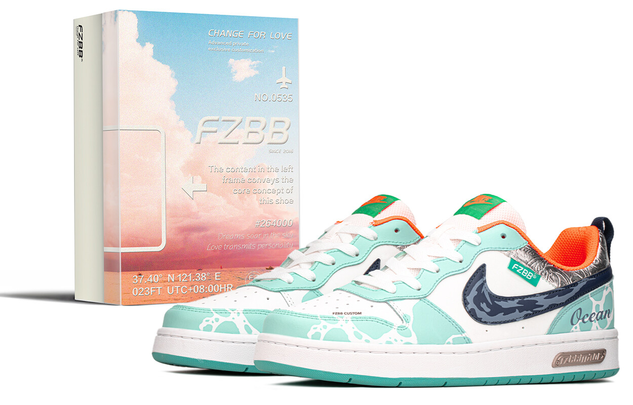 

Кроссовки Nike Court Borough Skateboarding Shoes Women's Low-top White/blue, синий/белый