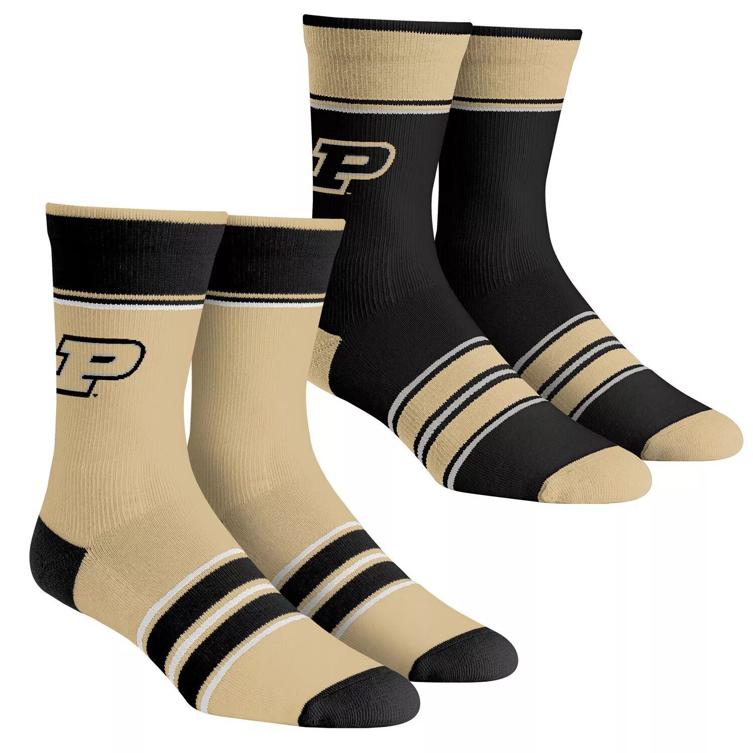 

Комплект из 2 носков Youth Rock Em Purdue Boilermakers в несколько полосок Team Crew Unbranded