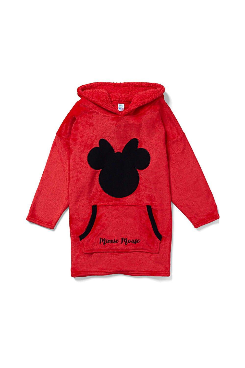 цена Объемное флисовое одеяло с капюшоном и Минни Маус, одежда для дома Disney, красный