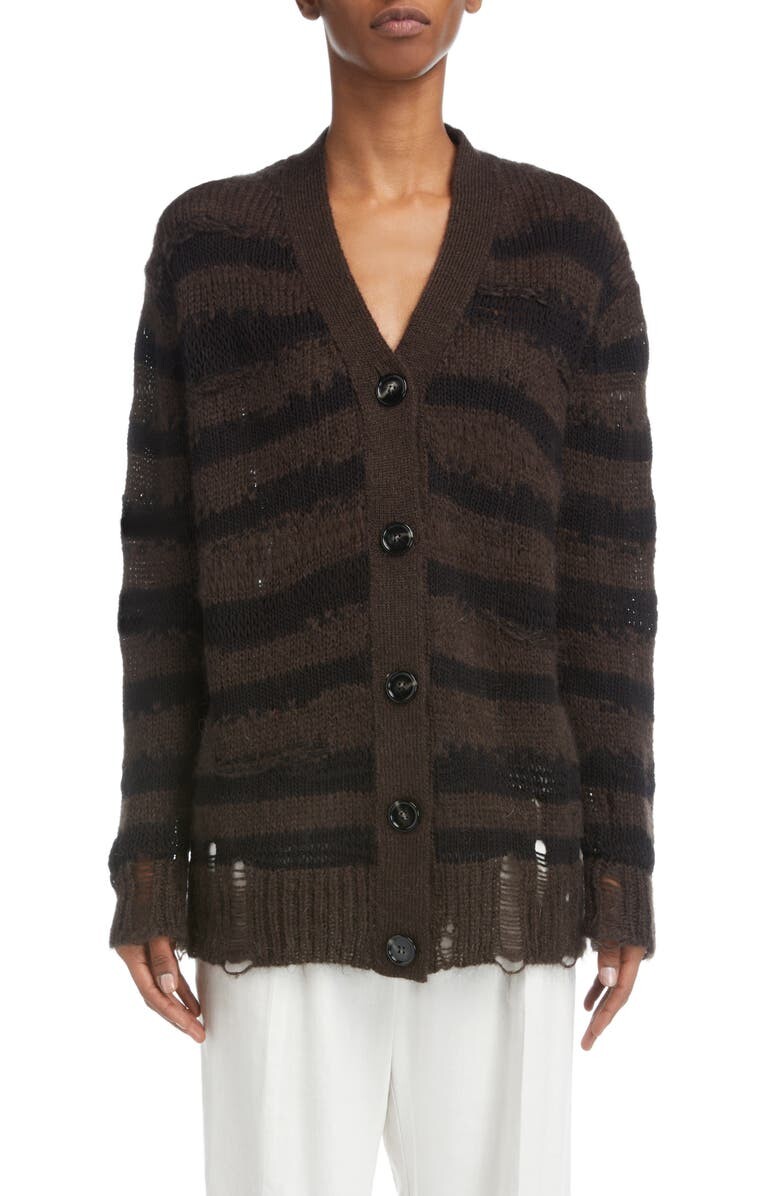 

Кардиган из смеси хлопка и мохера в рваную полоску Koliva ACNE STUDIOS