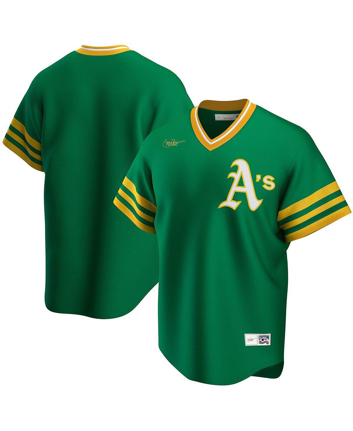 Мужская футболка команды Kelly Green Oakland Athletics Road Cooperstown Collection Nike мужская кремовая футболка oakland athletics cooperstown collection old english pro standard