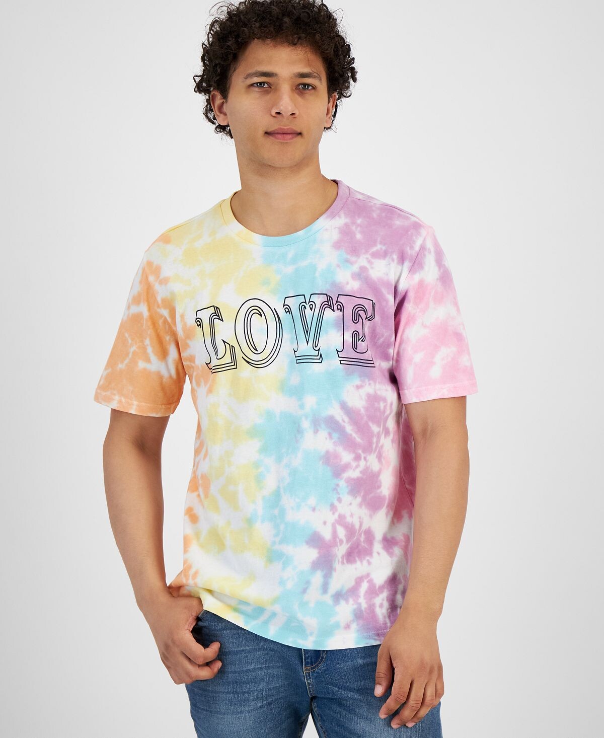 

Мужская футболка с рисунком YM Tie-Dyed Love Pride SmileyWorld
