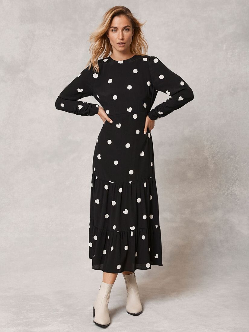 

Платье миди в крапинку Mint Velvet Bella, черный
