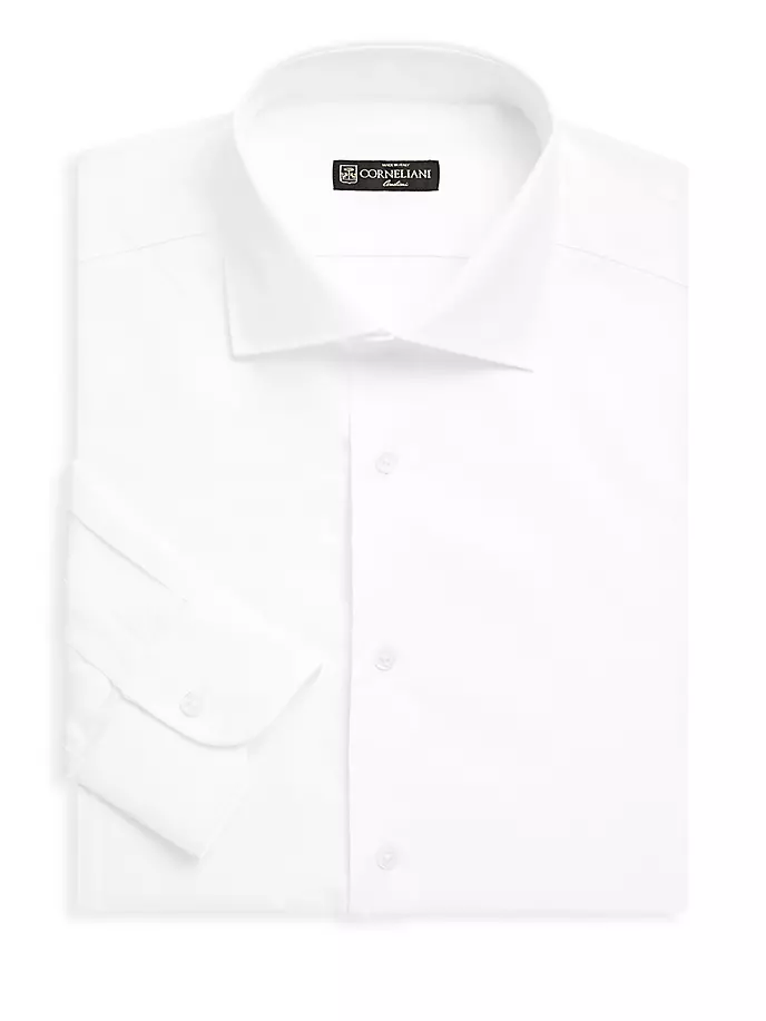 Хлопковая классическая рубашка Corneliani, цвет aqua solid