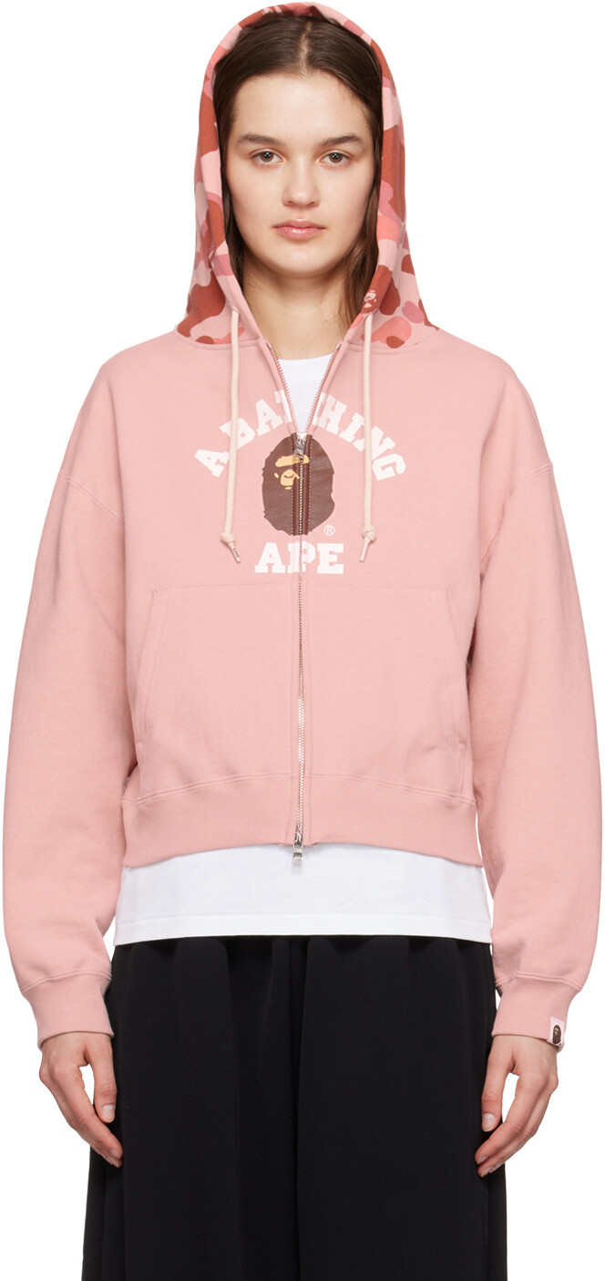 

Розовый худи с камуфляжным принтом 1st College Bape