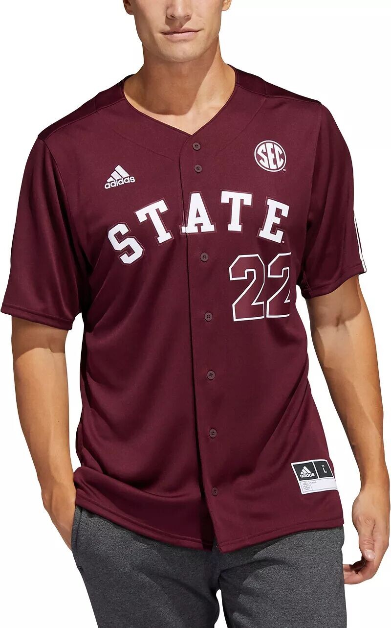 

Мужская бейсбольная майка Adidas Mississippi State Bulldogs темно-бордовая № 22