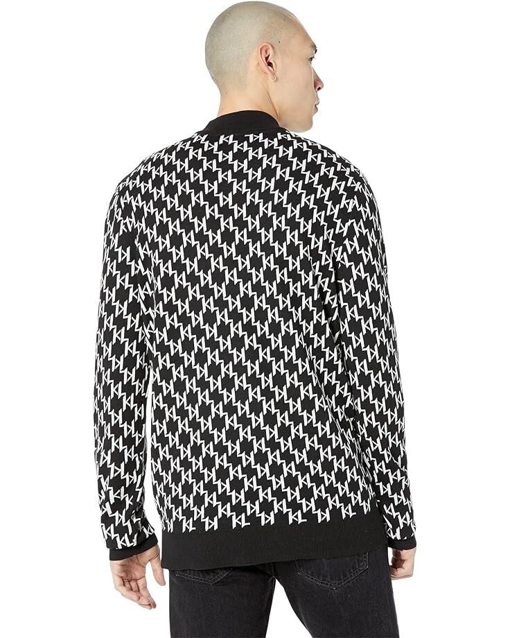 

Свитер Karl Lagerfeld Paris Kl All Over Logo Sweater, черный/белый