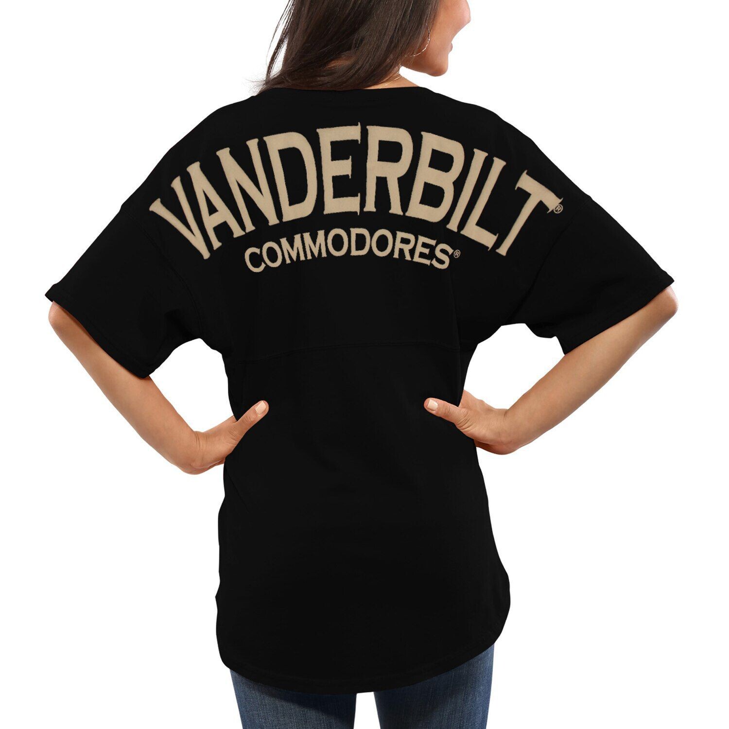 

Черная женская футболка оверсайз из джерси Vanderbilt Commodores Spirit