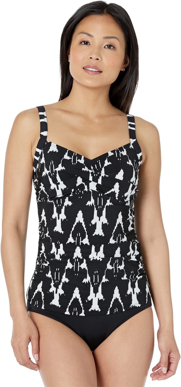 

Утягивающие купальники Танкини Топ с принтом L.L.Bean, цвет Black Ikat