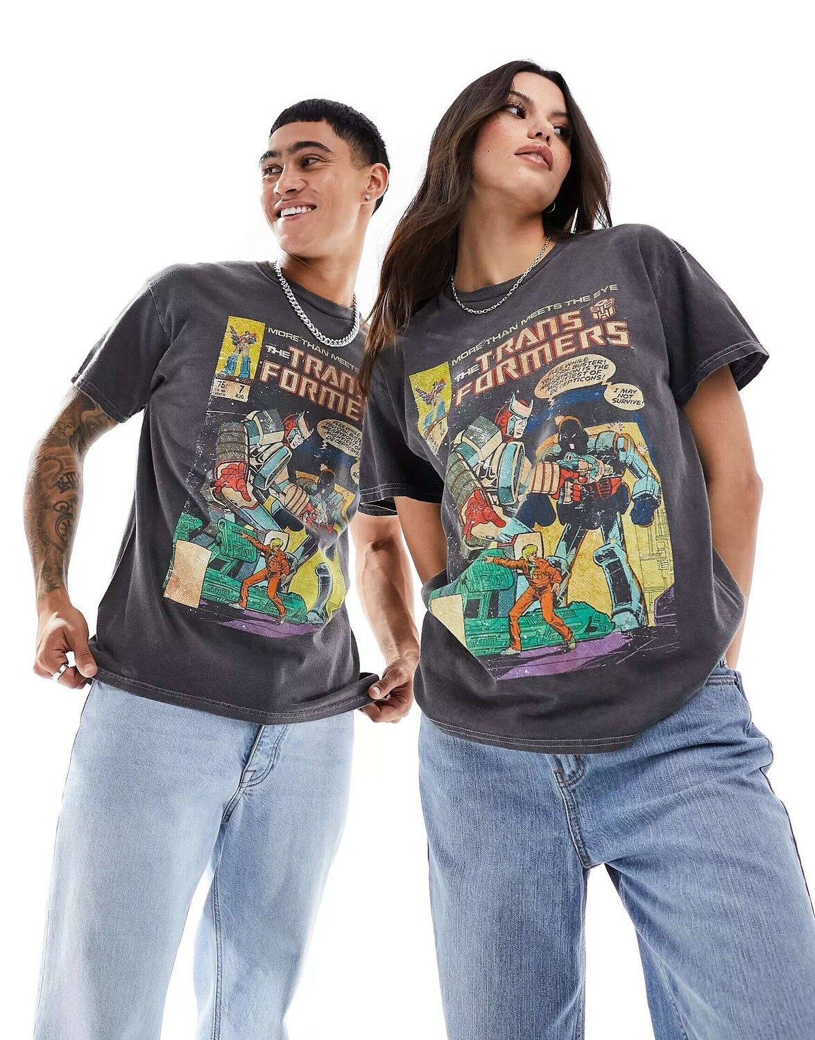 

Футболка унисекс с лицензией Transformers Reclaimed Vintage угольного цвета