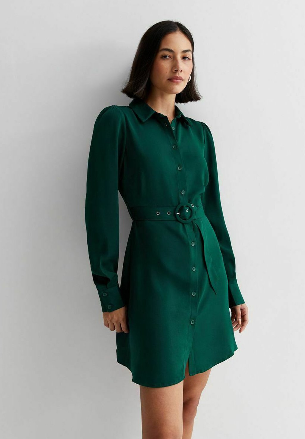 Платье-рубашка Belted New Look, цвет dark green