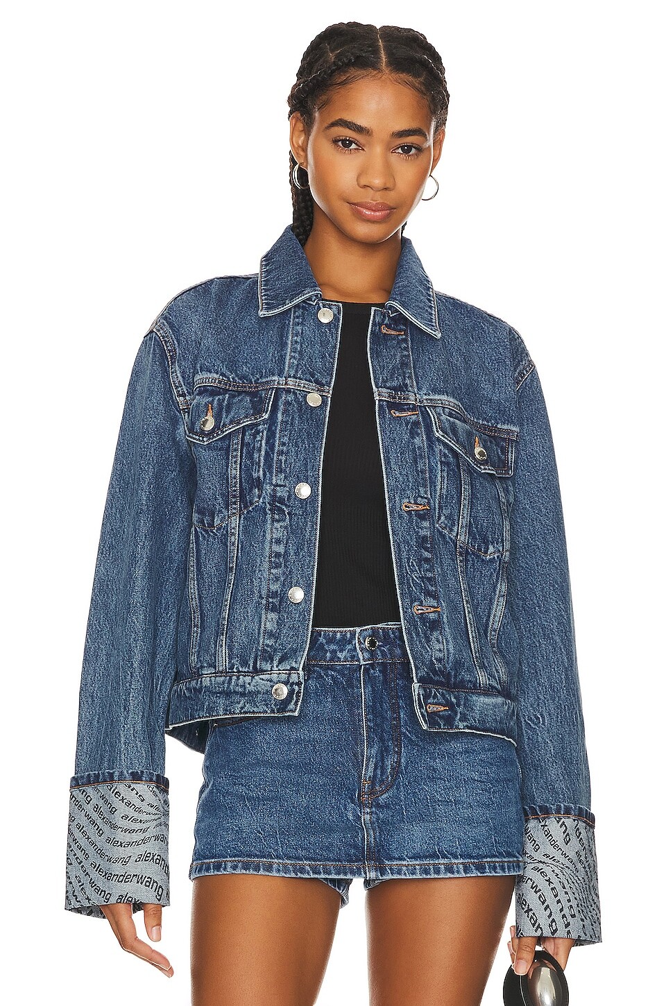 

Куртка Alexander Wang Wave Cuff Trucker, цвет Vintage Medium Indigo