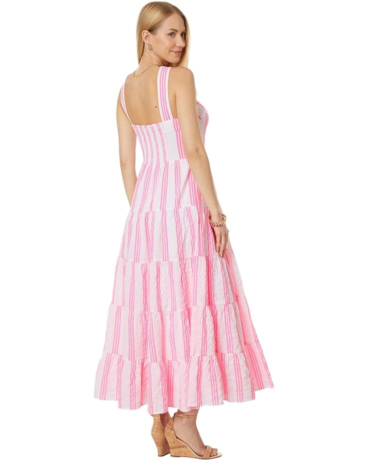 

Платье Lilly Pulitzer Jenette Striped Halter Maxi, цвет Havana Pink Sails and Stripes Seersucker