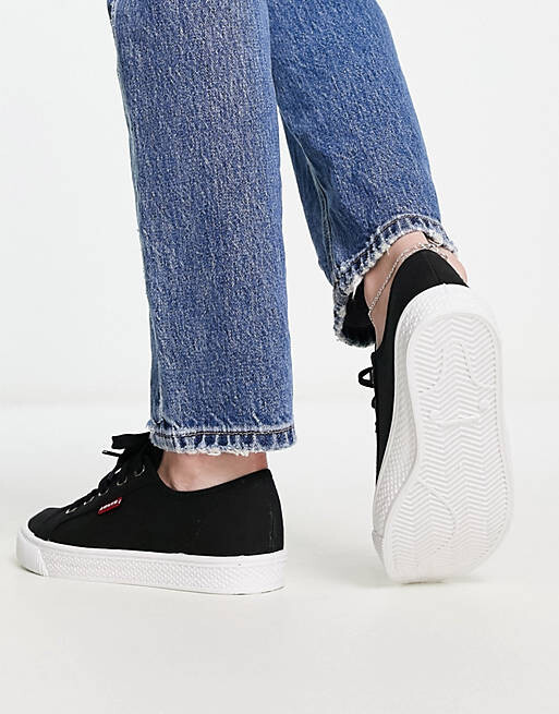 

Черные парусиновые туфли Levi's с красным язычком