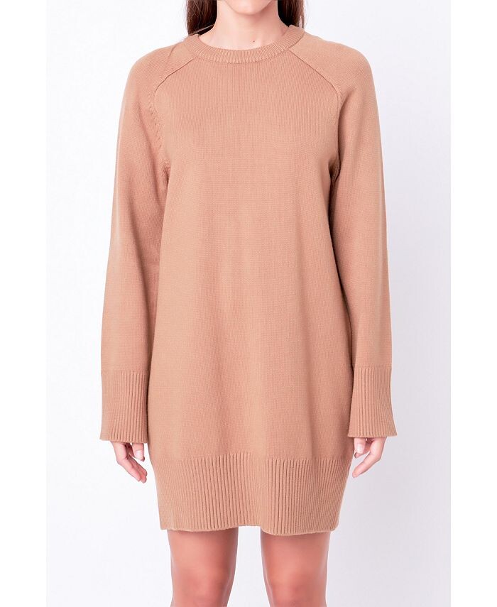 

Женское трикотажное мини-платье English Factory, цвет Camel