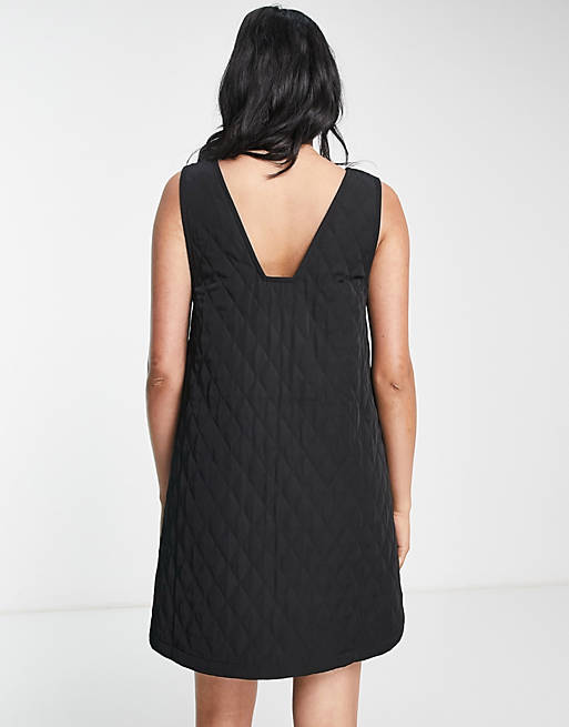 Черное нейлоновое стеганое платье мини ASOS DESIGN