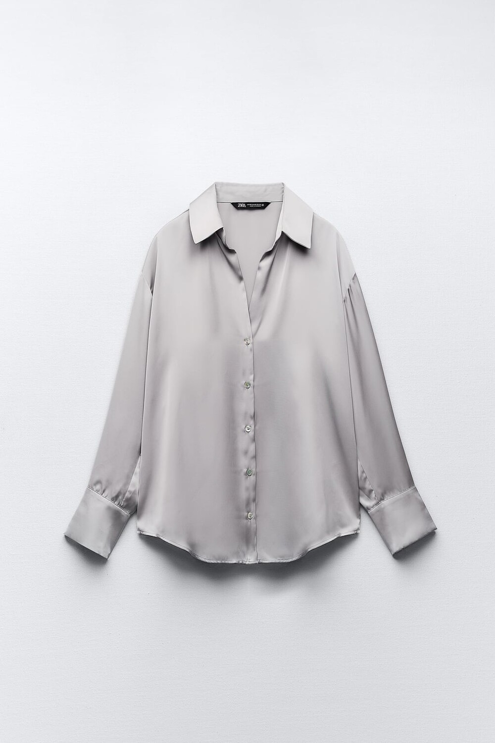 

Рубашка из струящегося атласа ZARA, серебряный