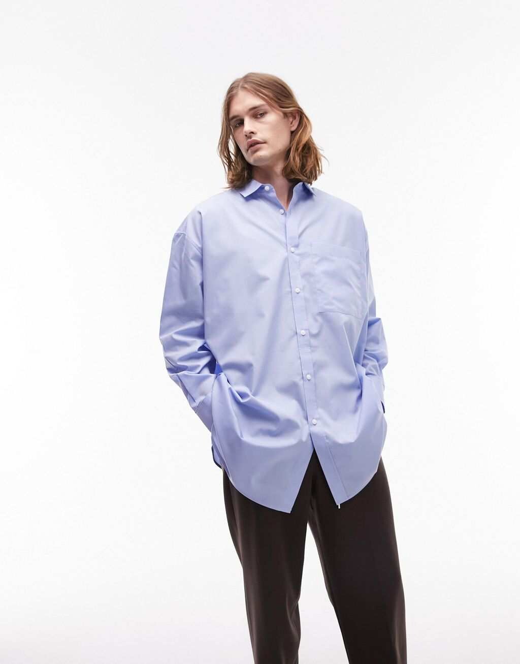 

Голубая рубашка оверсайз Topman