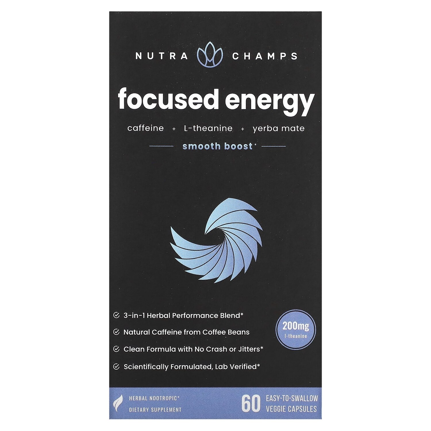 

Focused Energy, 60 Easy-to-Swallow Veggie Capsules, NutraChamps