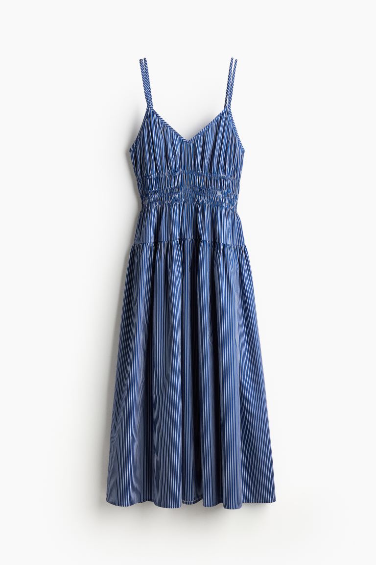 Хлопковое платье с присборенной талией H&M, синий