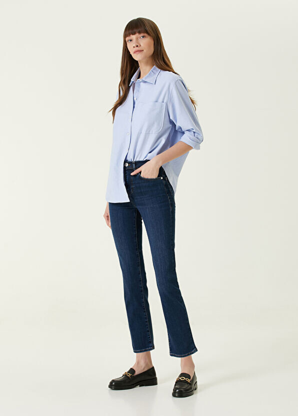 

Le высокие прямые укороченные джинсы Frame Denim, синий