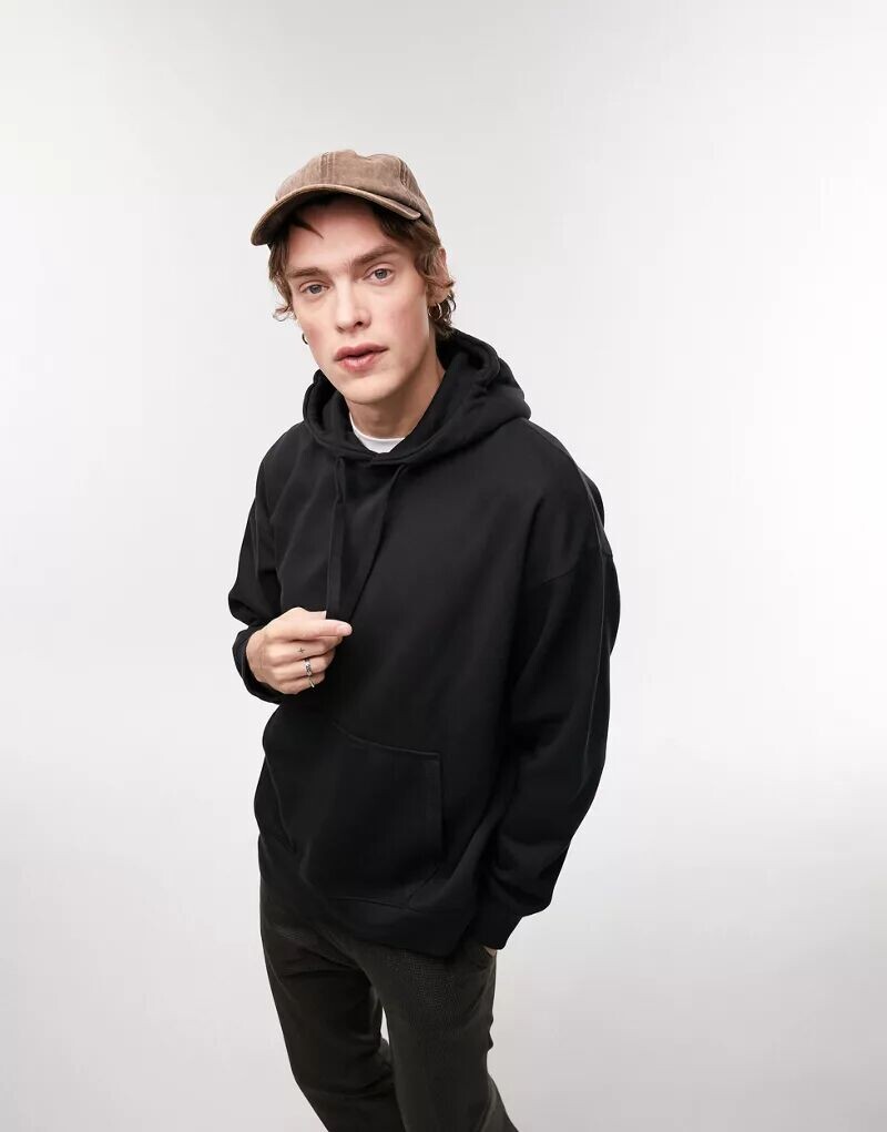 

Черная толстовка оверсайз-тяжеловес Topman