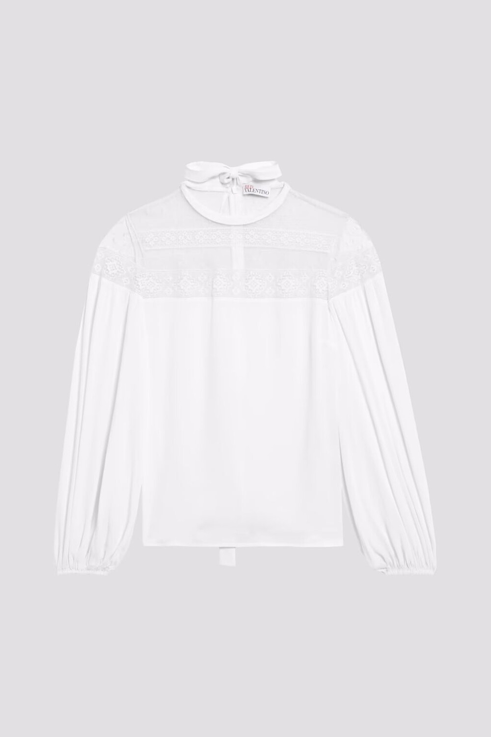 

Топ из крепдешина с кружевом и вставками "пуэн-деспри" Redvalentino, белый