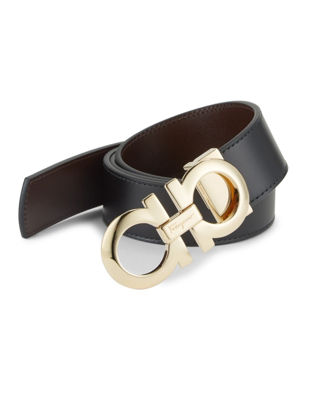 

Ремень с регулируемой и двусторонней пряжкой Gancini FERRAGAMO, черный