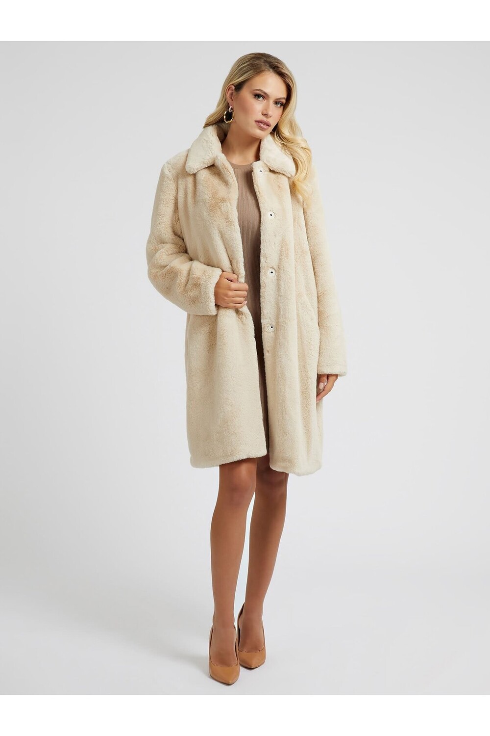 

Анжелика Женская Меховая Guess, бежевый