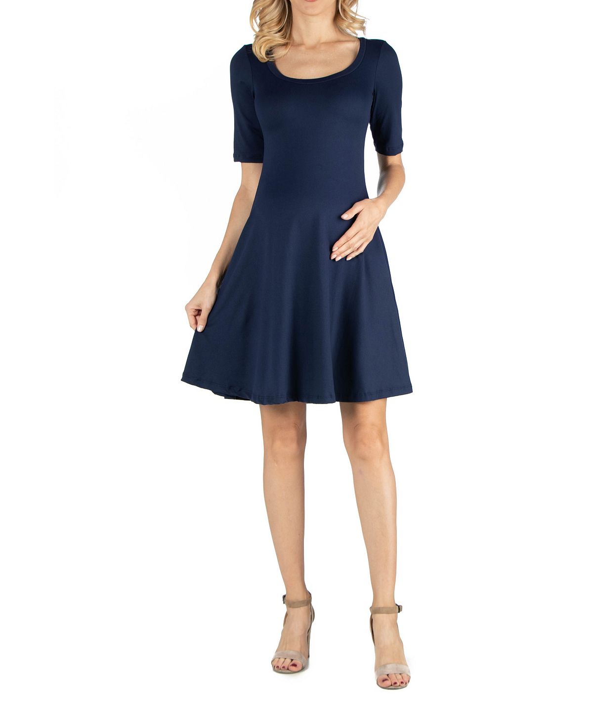 Платье для беременных длиной до колена с рукавами до локтя 24seven Comfort Apparel, темно-синий