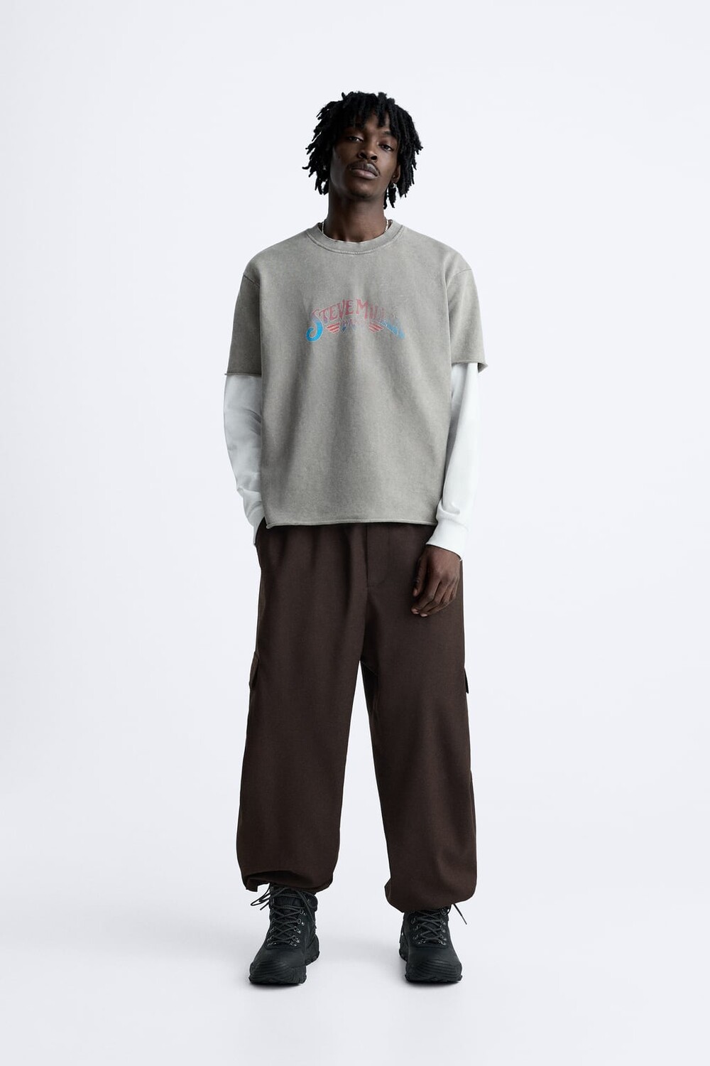 

Сапоги с крючками ZARA, черный