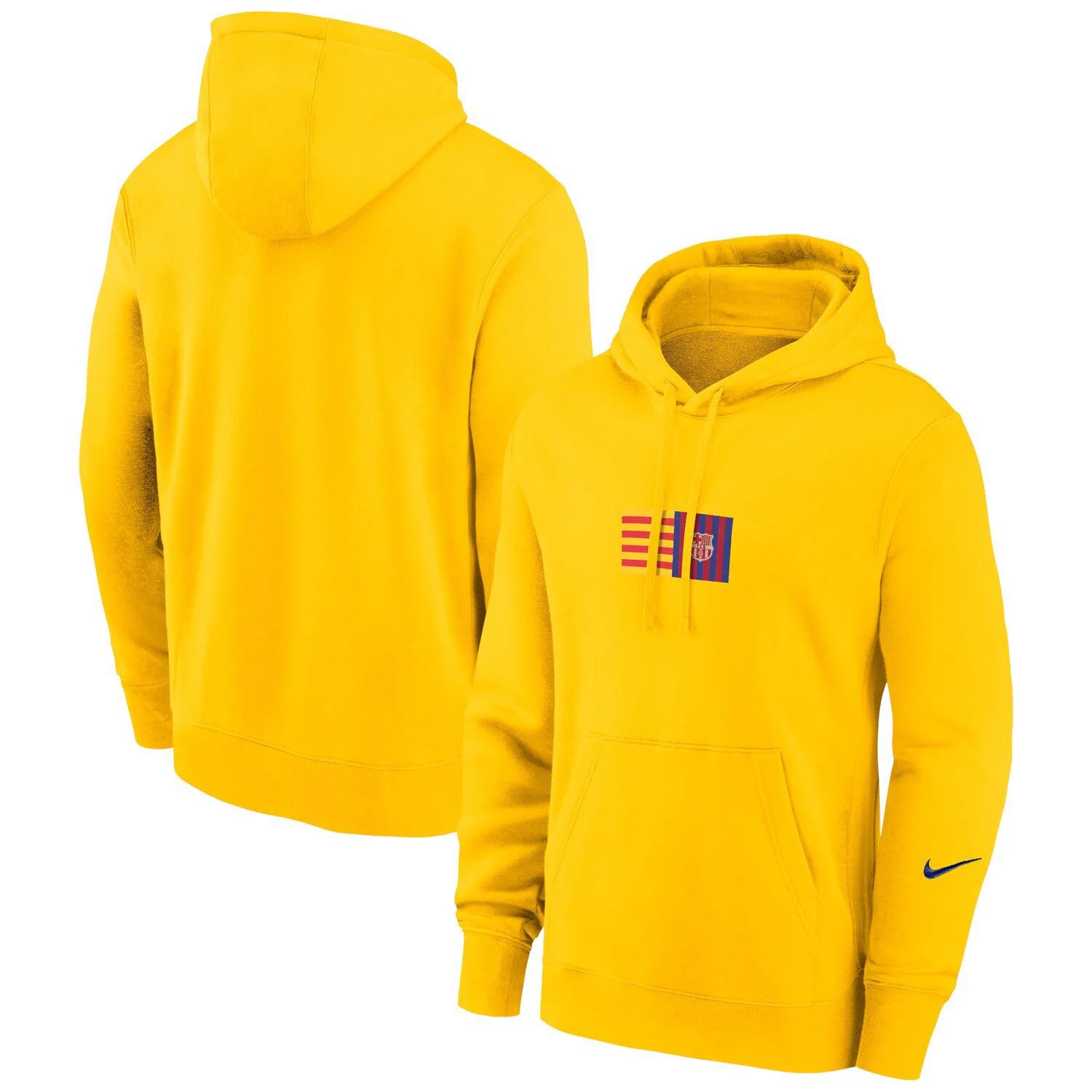 Мужской желтый пуловер с капюшоном и логотипом клуба Барселона Nike