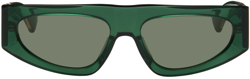 

Зеленые прямоугольные солнцезащитные очки Bottega Veneta, цвет Green/Crystal/Green
