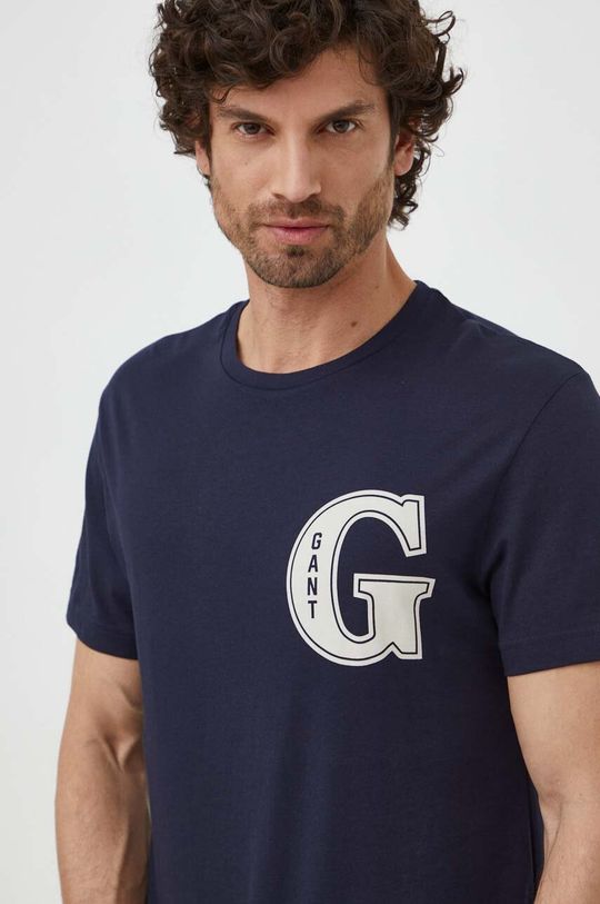 Хлопковая футболка Gant, темно-синий