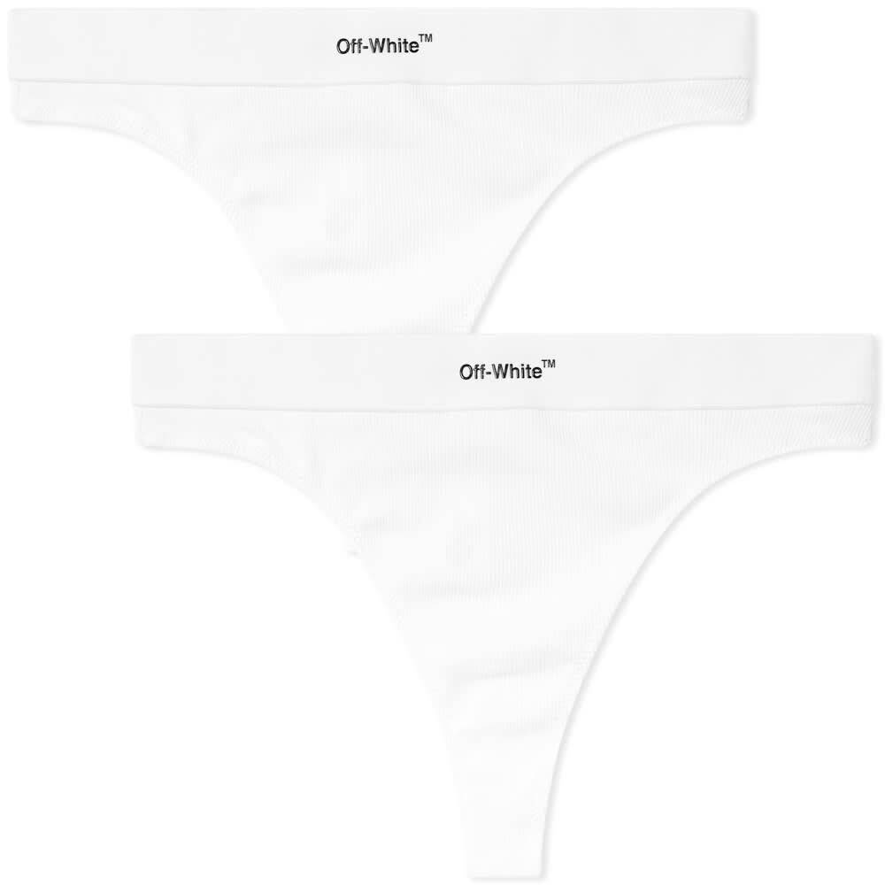 

Off-White Трусики в рубчик с логотипом Helvetica — 2 шт., белый/черный