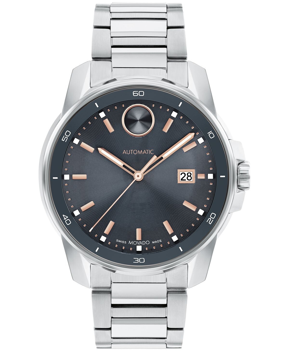 

Мужские часы Bold Verso Swiss Auto серебристого цвета из нержавеющей стали, 43 мм Movado